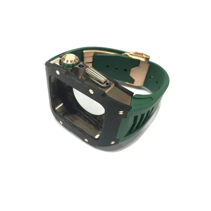 Army Green Apple Watch Series 7 Strap and Carbon Body