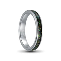 Thumbnail for 4mm Ladies Tungsten Carbide Ring in Silver with Opal Inlay