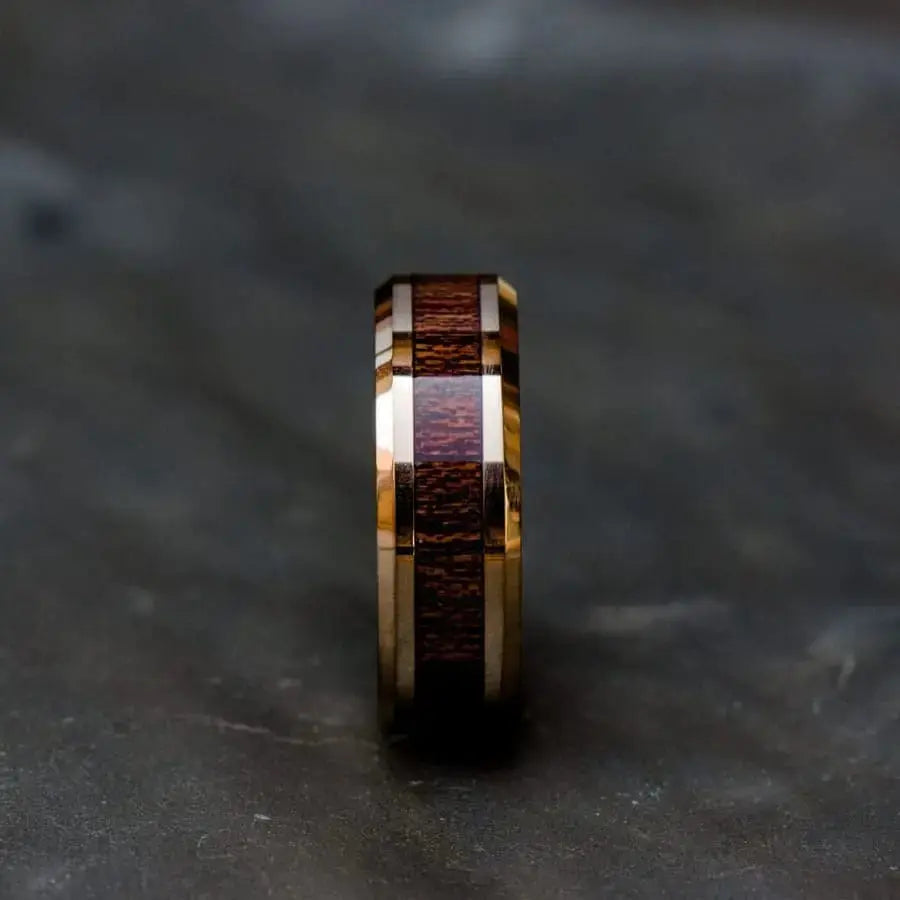 Wooden Rose Gold Tungsten Carbide Ring