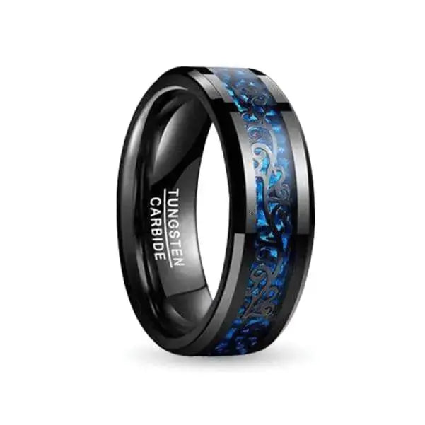 Celtic Blue Black Carbide Ring