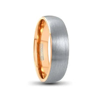 Thumbnail for 6mm Brushed Silver Tungsten Ring, Rose Gold Inner 