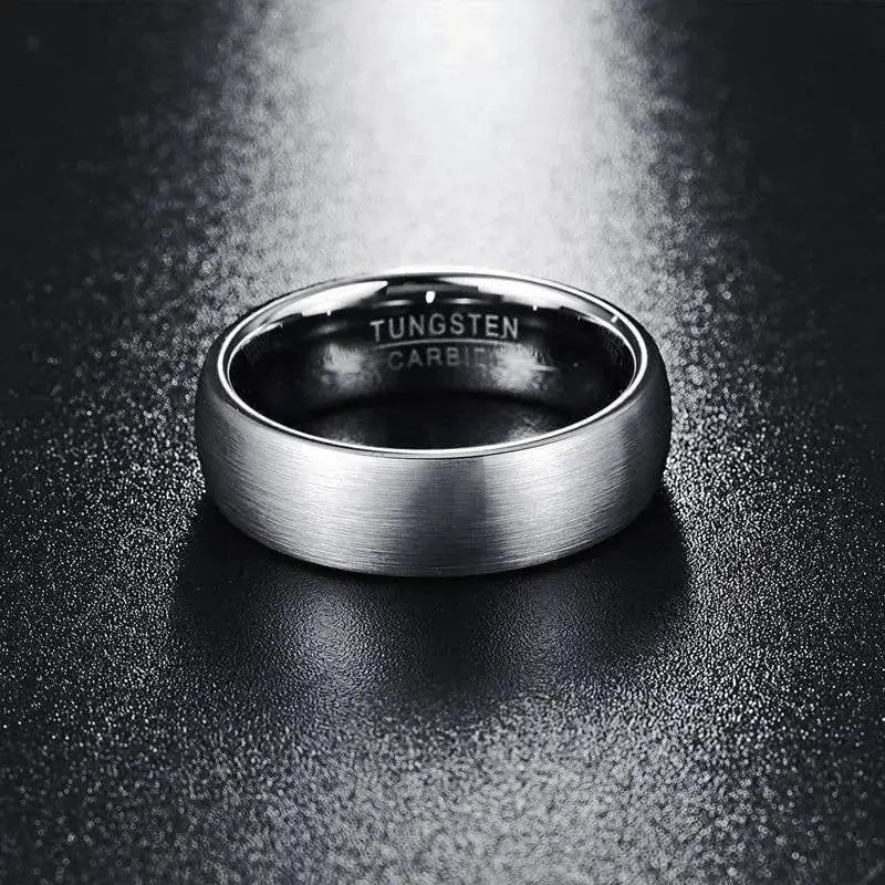 7mm Brushed Silver Tungsten Wedding Ring