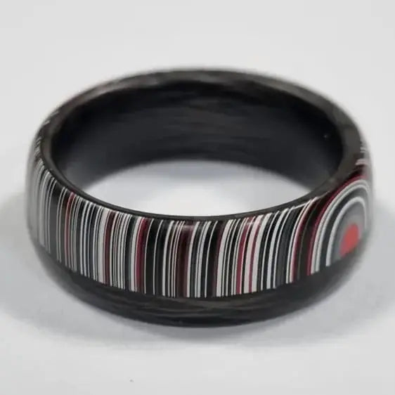 Carbon Fibre Inner with Split Carbon Fibre and Fordite Outer Layer Ring in 8mm