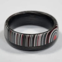 Thumbnail for Carbon Fibre Inner with Split Carbon Fibre and Fordite Outer Layer Ring in 8mm