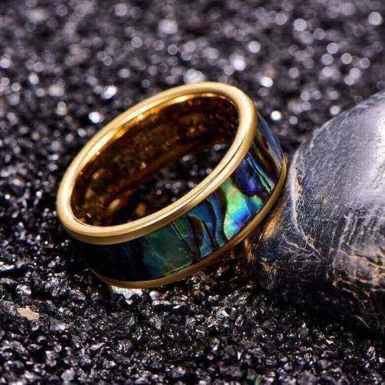 Orbit Rings Tungsten Carbide Galaxy Gold