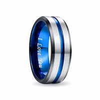 Thumbnail for Orbit Rings Tungsten Carbide 6 Silver Stream Blue