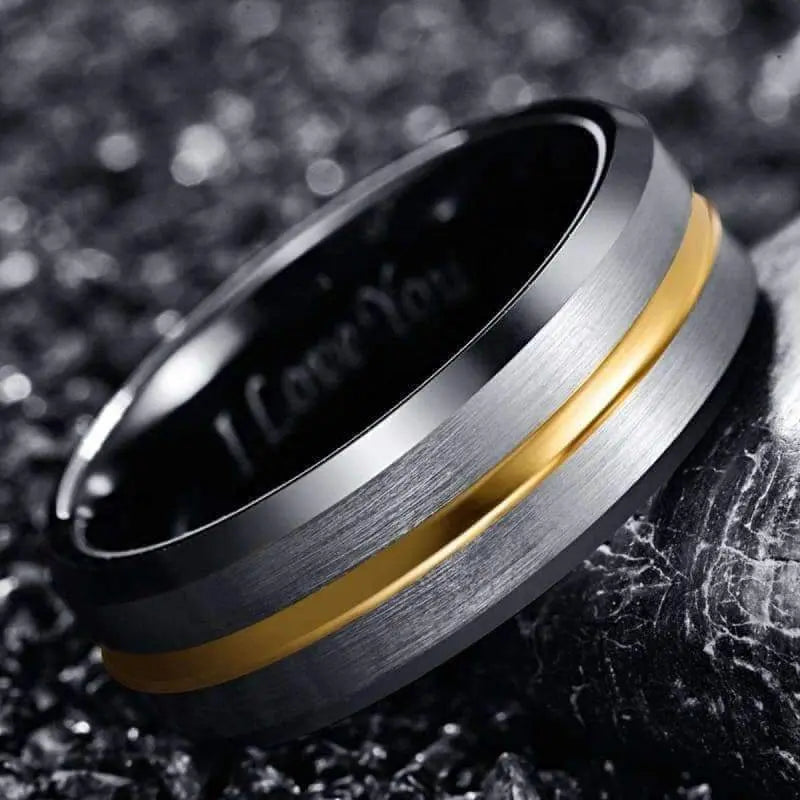 Orbit Rings Tungsten Carbide Silver Stream Gold