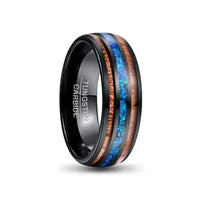 Thumbnail for Black Blue and Wood Tungsten Carbide RIng