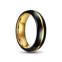 Thumbnail for Brushed Black Tungsten Carbide Ring with Gold Groove and Inner