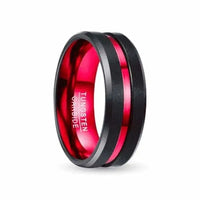 Thumbnail for Orbit Rings Tungsten Carbide 7 / Red Stream Red